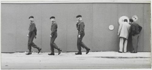 Queen Street, Toronto (three cadets walking)