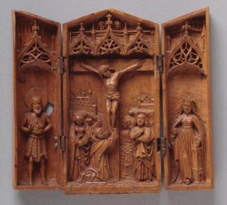 Triptych: The Crucifixion with John the Baptist, Saint Barbara, and a Monk