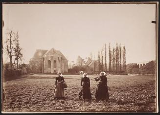 The old abbey at Sainte Croix - Louise and Jeanne Calec with Mme. Lorgeret, holding the pitchfork