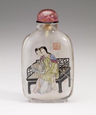 Snuff Bottle, with inside painting of sisters Daqiao and Erqiao