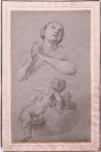 A Woman with Her Hands Joined in Prayer and a Cupid