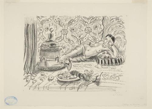 Odalisque, brasero et coupe de fruits