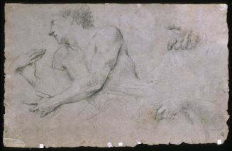 Sketch of a figure and hands (recto); Sketch of an angel supporting the Crucifix (verso)