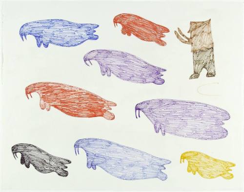 Man and Eight Walrus