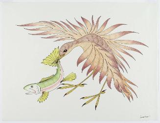 Bird Catching Fish (yellow finned)