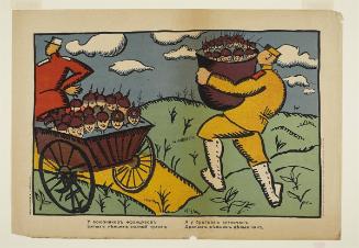 The French Allies have a wagon full of defeated Germans. The English Mothers have a whole basket of beaten Germans.