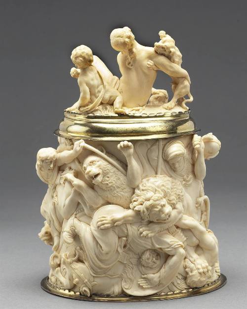 Covered Cup: Lion Hunt [based on the 1621 painting by Peter Paul Rubens]
