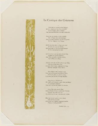 Le Cantique de Creatures (text page with relief print), from "Le Cantique des Créatures"