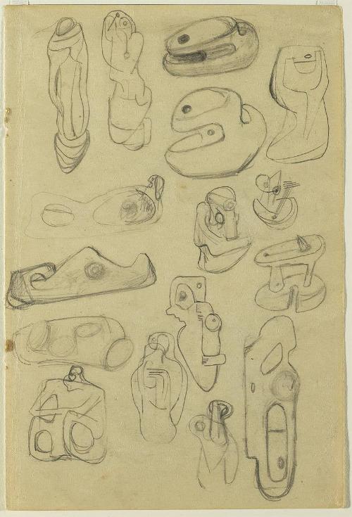 Page from Square Forms Sketchbook: Study for Mother and Child (recto); Page from Square Forms Sketchbook (verso)