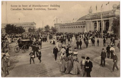 Scene in front of Manufacturers' Building, Canadian National Exhibition,
