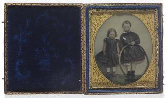 Girl and boy with hoop