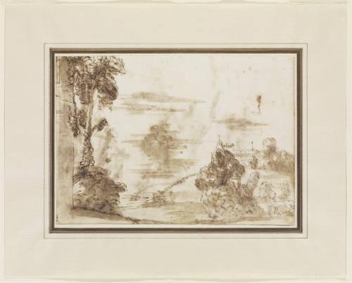 Landscape With a Church (recto); Pope Urban VIII Bestowing the Prefecture of Rome upon his Nephew Taddeo Barberini (verso)