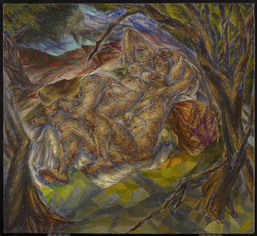 Two Nude Women Reclining Under Trees