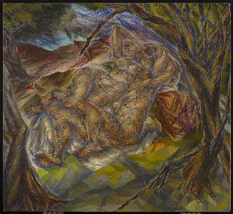 Two Nude Women Reclining Under Trees