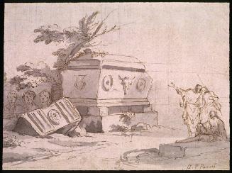 Sarcophagus and Three Figures