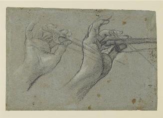 Studies for the Hand of an Angel Holding a Violin Bow (recto); Study for the Figure of St. Jerome Reading (verso)