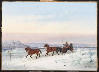 Tandem Driving on Ice Bridge in Front of Quebec