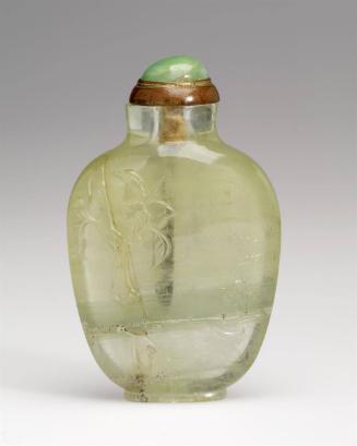 Snuff Bottle, with carved deer and pine tree