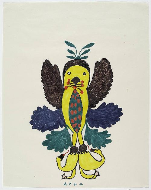 Fantastic Bird Standing on Two Geese