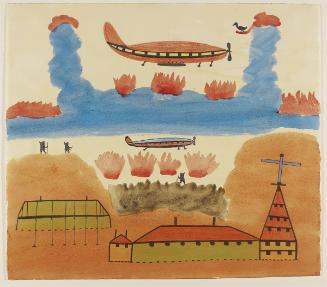 Scene with Two Airplanes and Church