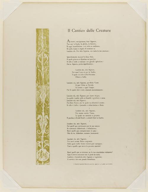 Il Cantico delle Creature, (poem by St. Francis of Assisi), from "Le Cantique des Créatures"