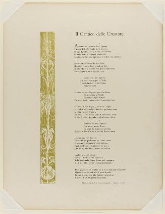 Il Cantico delle Creature, (poem by St. Francis of Assisi), from "Le Cantique des Créatures"