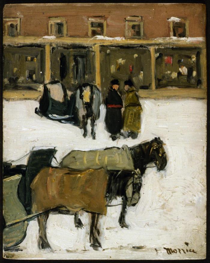 Winter Street with Horses and Sleighs