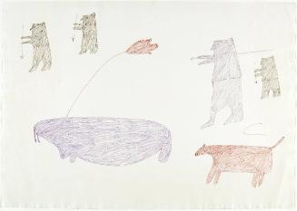 Four Walrus Hunters and Dog