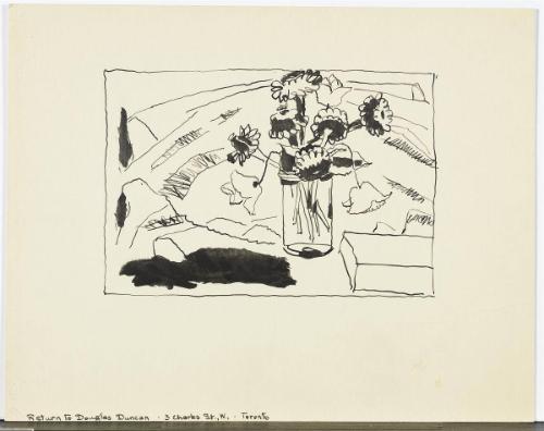 Zinnias and Poppies Drawing