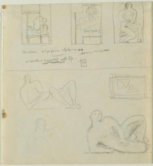 Education Projects and Study for St. Louis Reclining Figure (recto);Ideas for Sculpture (verso)
