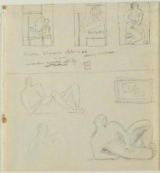 Education Projects and Study for St. Louis Reclining Figure (recto);Ideas for Sculpture (verso)