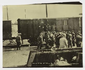 Mass deportation, residents boarding freight wagons to Auschwitz at the Radogoszcz station