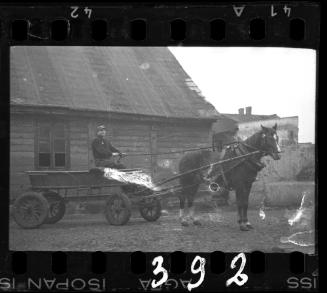 Transport Department worker in a horse-drawn cart