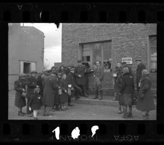Group waiting at the soup kitchen
