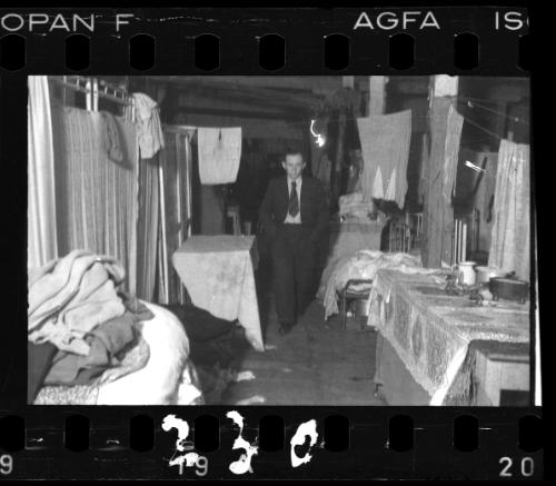 Man wearing a tie, interior shot