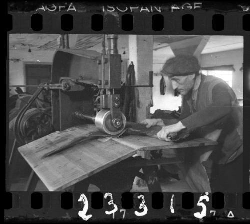 Man working in the leather factory