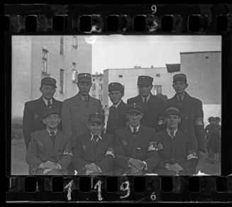 Group portrait of Jewish police in the ghetto