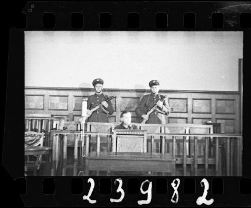 Hans Biebow, former head of the Lodz Ghetto's German administration, during his trial