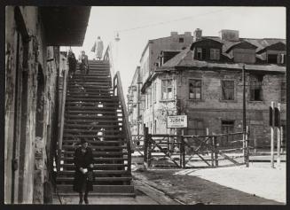 View of stairs leading to a ghetto bridge