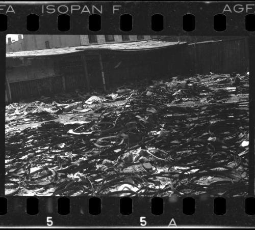 View of rubble left behind in the ghetto after massive deportation
