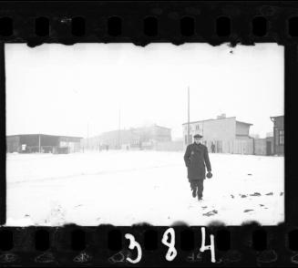 Man walking outside in the winter