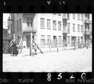 View of barbed wire fence outside the "Gypsy camp", the area designated for housing Roma deportees