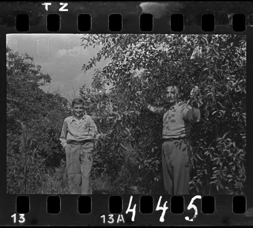 Two male ghetto residents in the garden