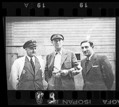 Dr. Avraham Ast with the veterinarian, Dr. Leider and Dr. Leon Glazer in the ghetto