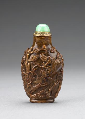 Snuff Bottle, with carved hunting scene