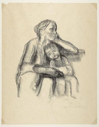 Arbeiterfrau mit schlafendem Jungen