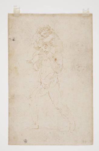Recto: The Child Baccus carried by a Young Man; Verso: Studies of Four Heads in a Roundel, and three separate studies
