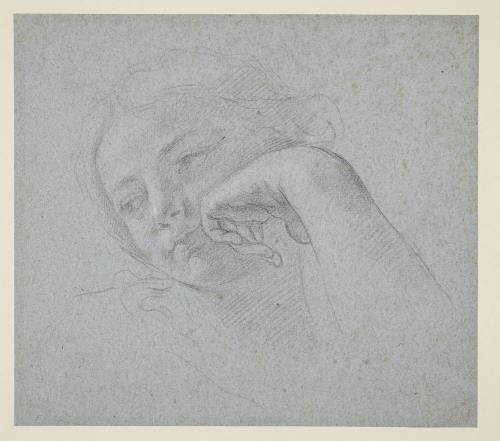 A Young Girl Resting Her Head on Her Hand