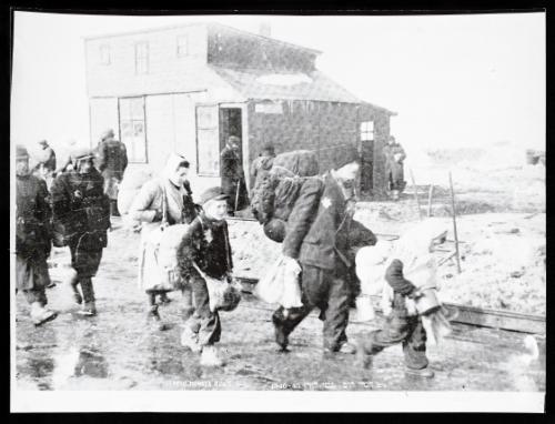 Deportation, Boy in cap, girl in shawl