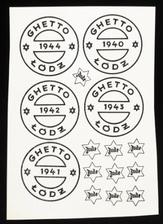 Lodz Ghetto circular stamps: 1940, 1941, 1942, 1943, 1944